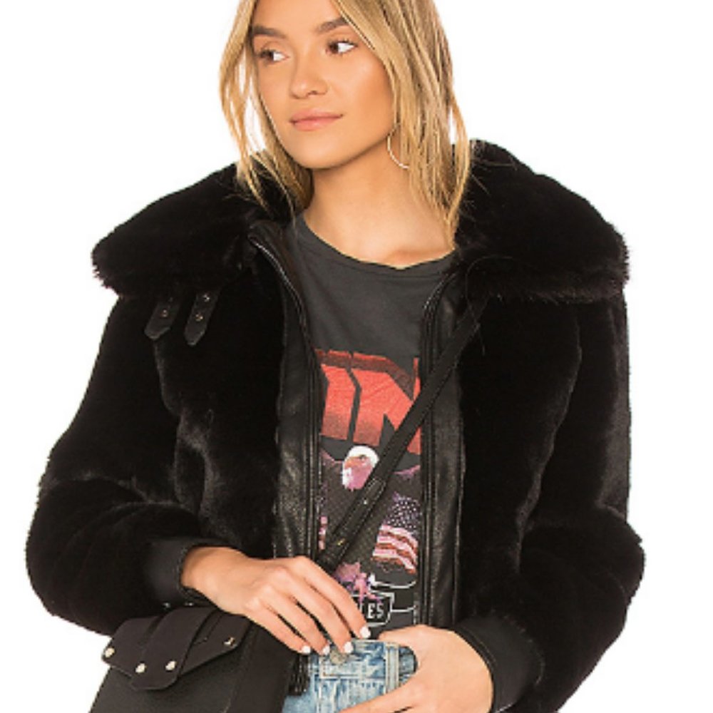 BLANKNYC Black Noise Faux Fur Jacket, XS